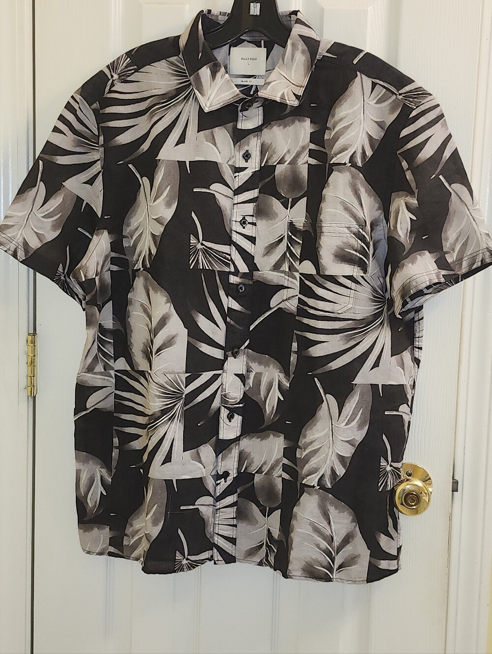 Billy Reid Relaxed Fit Linen Cotton Tropical Leaf Print Button Down Shirt L